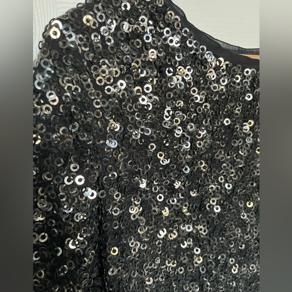 3.1 Phillip Lim Sequin 100% Silk Long Sleeved Gunmetal Cocktail Dress Sz 4 - Picture 11 of 14